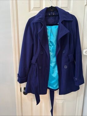 Women's Blue Peacoat with Belt